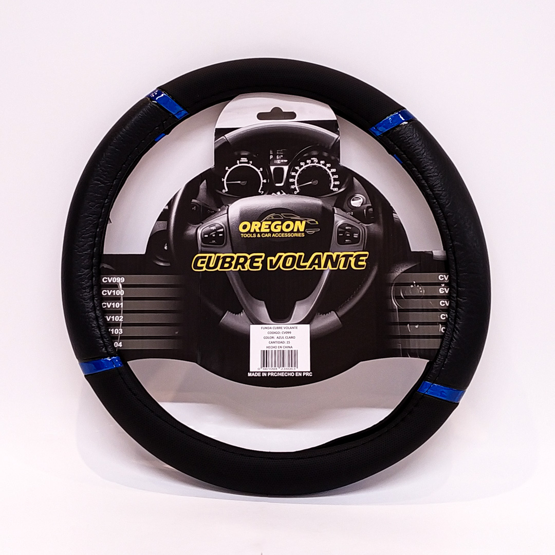 CUBRE VOLANTE MODELO DAYTONA CUERO SINTENTICO NEGRO / CELESTE 38*8.2CM 25 UNIDADES POR CAJA - 2