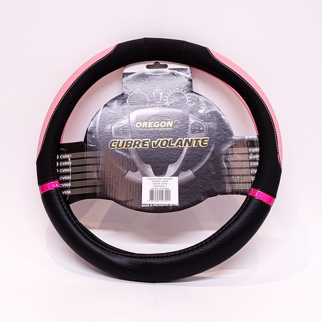 CUBRE VOLANTE MODELO NASCAR CUERO SINTENTICO NEGRO / ROSA 38*8.2CM 25 UNIDADES POR CAJA - 2
