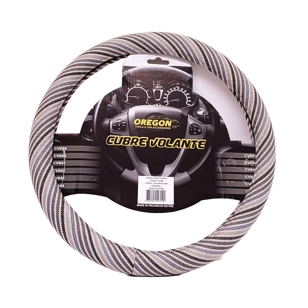 CUBRE VOLANTE MODELO WOODSTOCK HIPPIE TELA ESCALA GRISES 38*8.2CMCAJA MASTER 25 UNIDADES