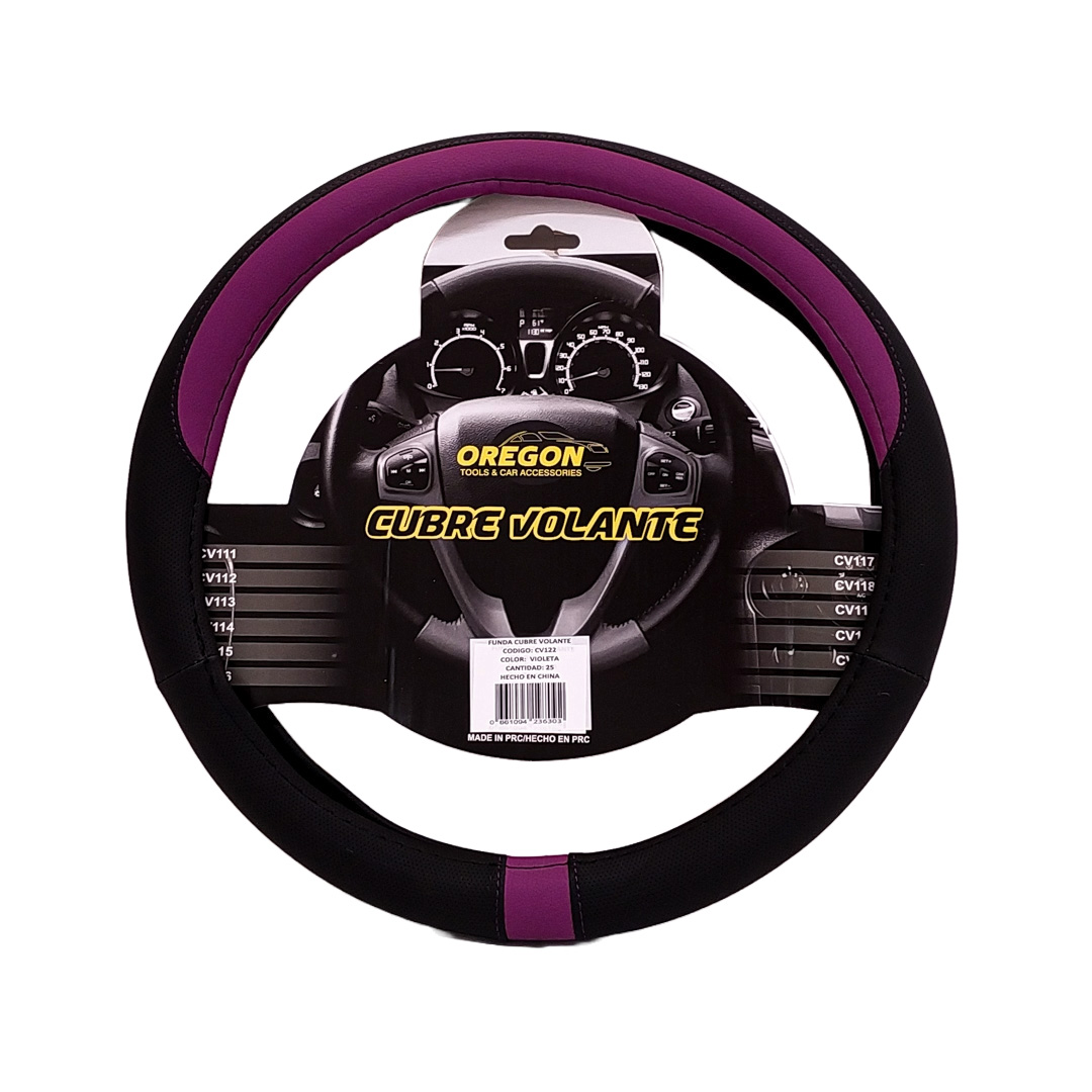 CUBRE VOLANTE MODELO NEED FOR SPEED CUERO SINTENTICO NEGRO / VIOLETA 38*8.2CM 25 UNIDADES POR CAJA