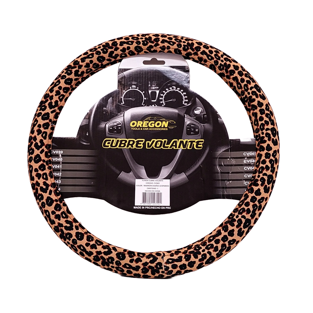 CUBRE VOLANTE MODELO ANIMAL PRINT LEOPARDO CLASICO 38*8.2CMCAJA MASTER 25 UNIDADES