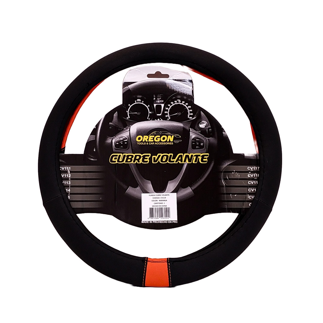 CUBRE VOLANTE MODELO NEED FOR SPEED CUERO SINTENTICO NEGRO / NARANJA 38*8.2CM 25 UNIDADES POR CAJA