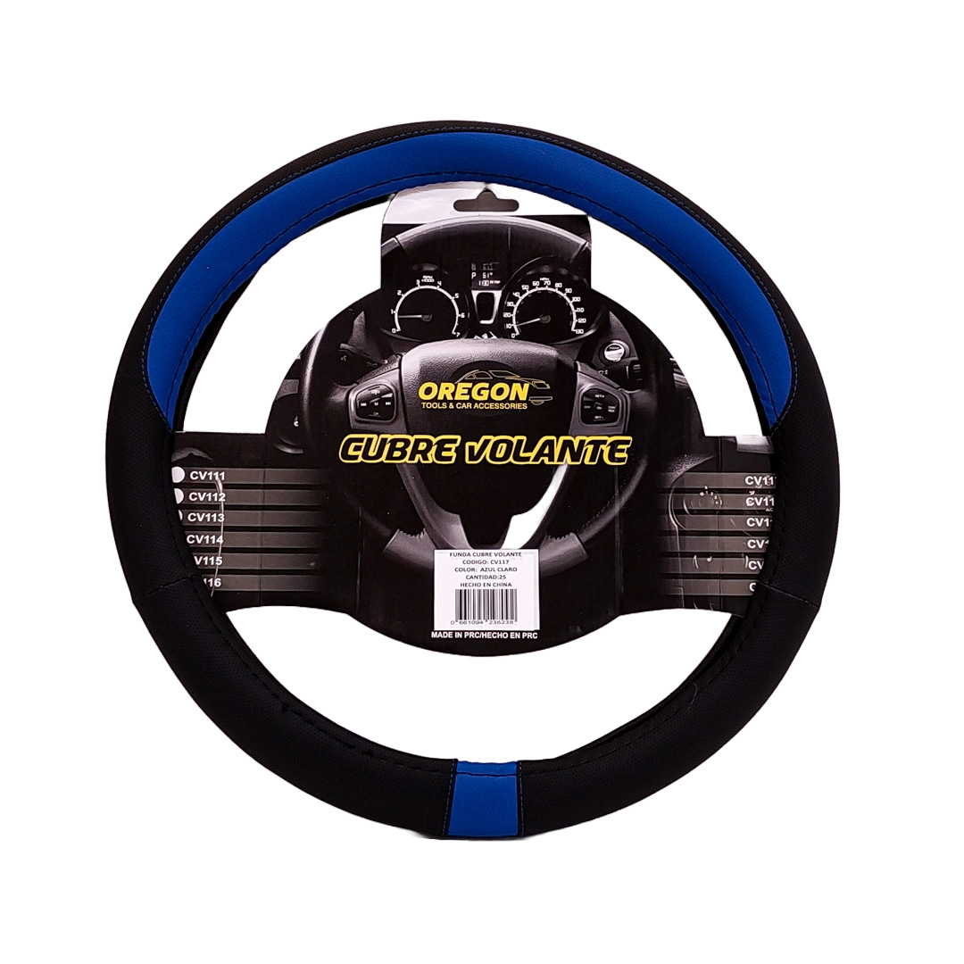 CUBRE VOLANTE MODELO NEED FOR SPEED CUERO SINTENTICO NEGRO / CELESTE 38*8.2CM 25 UNIDADES POR CAJA