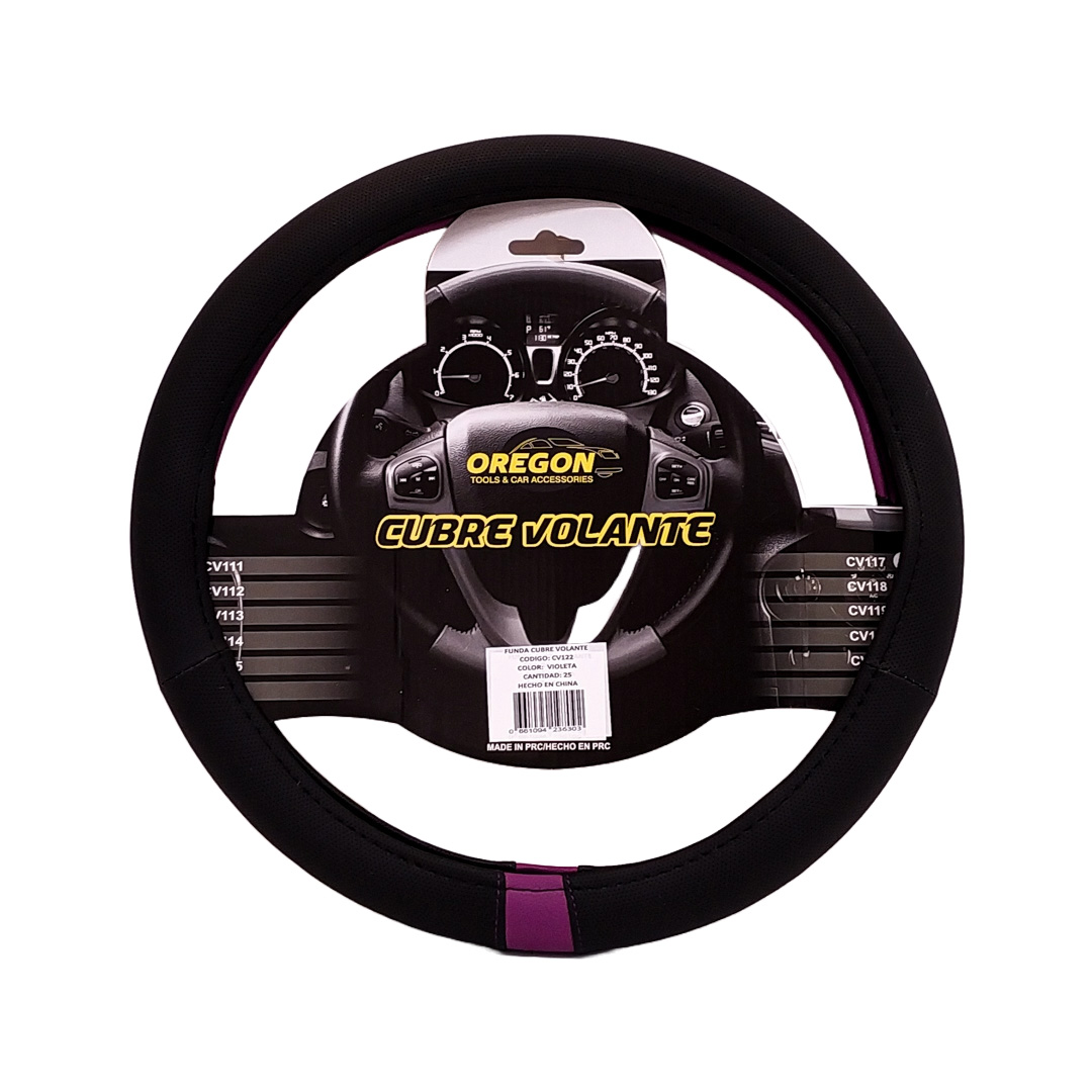 CUBRE VOLANTE MODELO NEED FOR SPEED CUERO SINTENTICO NEGRO / VIOLETA 38*8.2CM 25 UNIDADES POR CAJA - 2