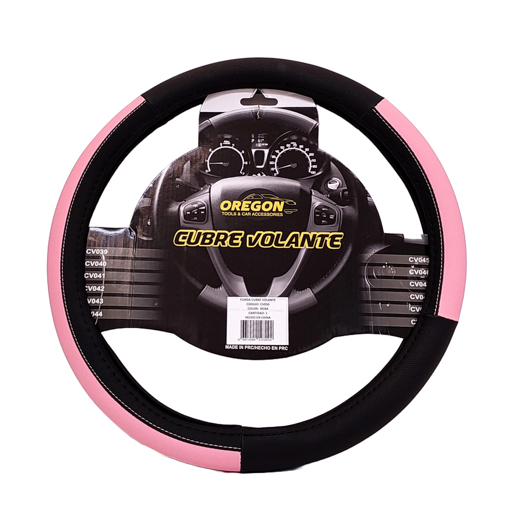 CUBRE VOLANTE MODELO LEMANS NEGRO / ROSA CUERO SINTETICO  38*8.2CMCAJA MASTER 25 UNIDADES - 2