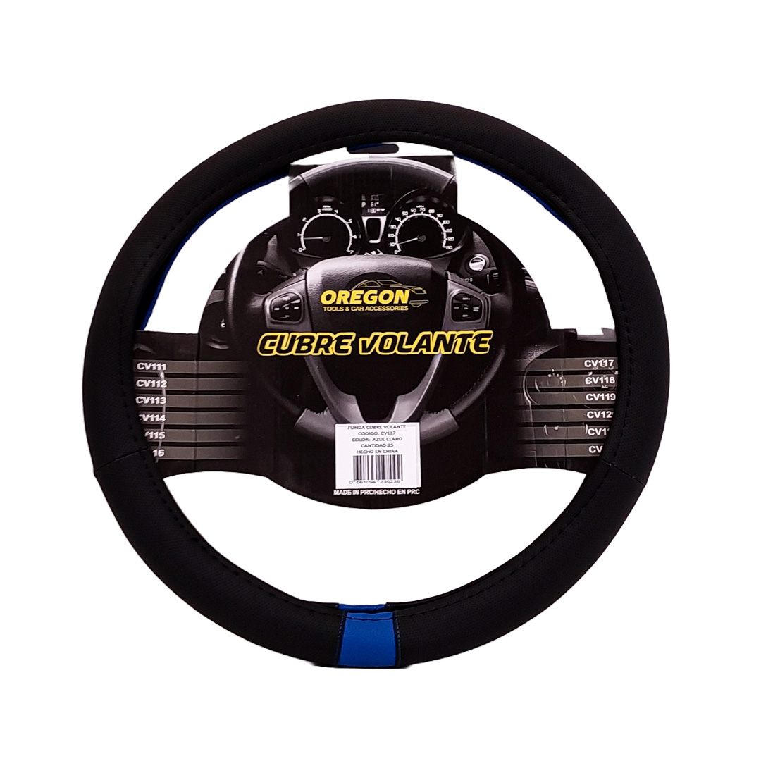 CUBRE VOLANTE MODELO NEED FOR SPEED CUERO SINTENTICO NEGRO / CELESTE 38*8.2CM 25 UNIDADES POR CAJA - 2