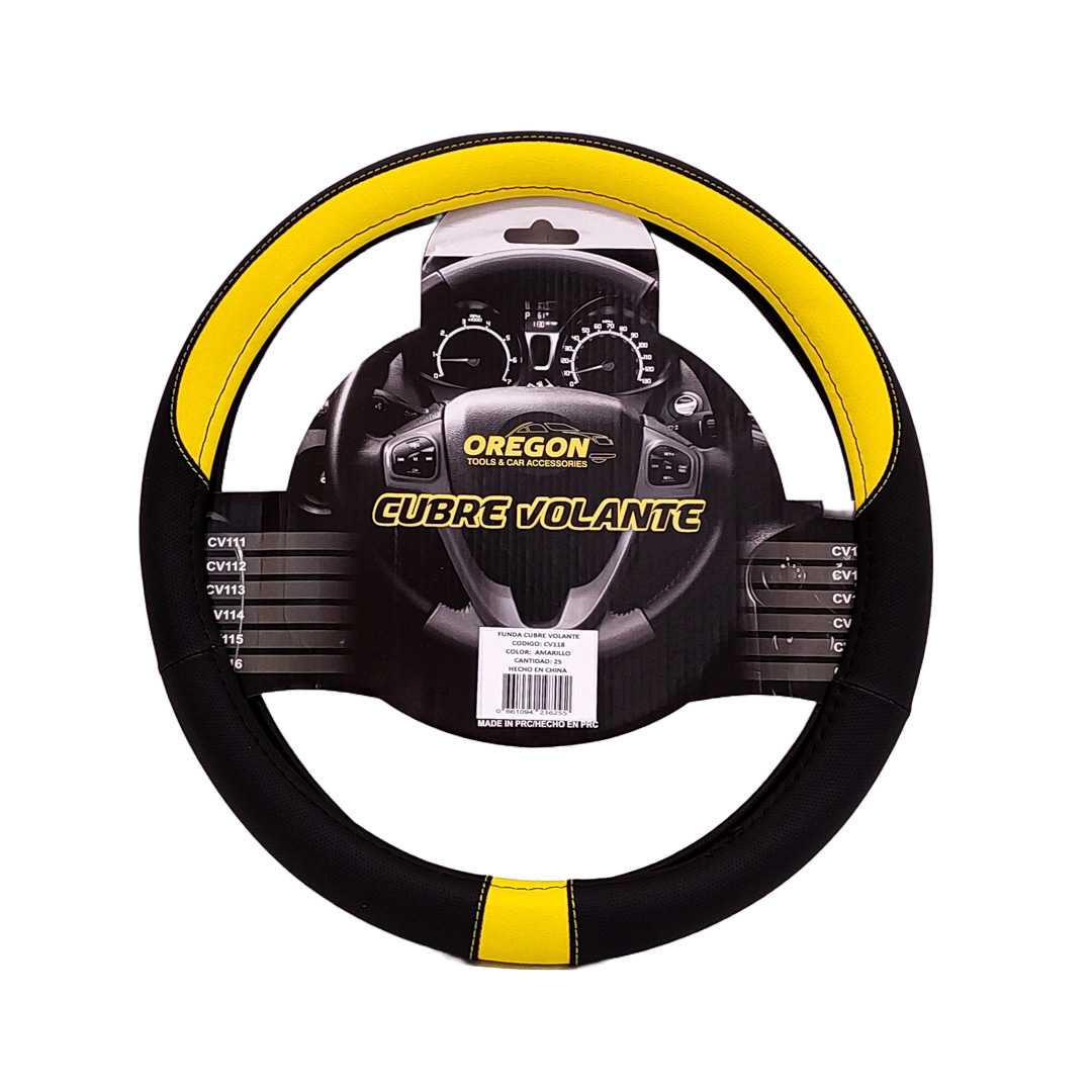 CUBRE VOLANTE MODELO NEED FOR SPEED CUERO SINTENTICO NEGRO / AMARILLO 38*8.2CMCAJA MASTER 25 UNIDADES - 2