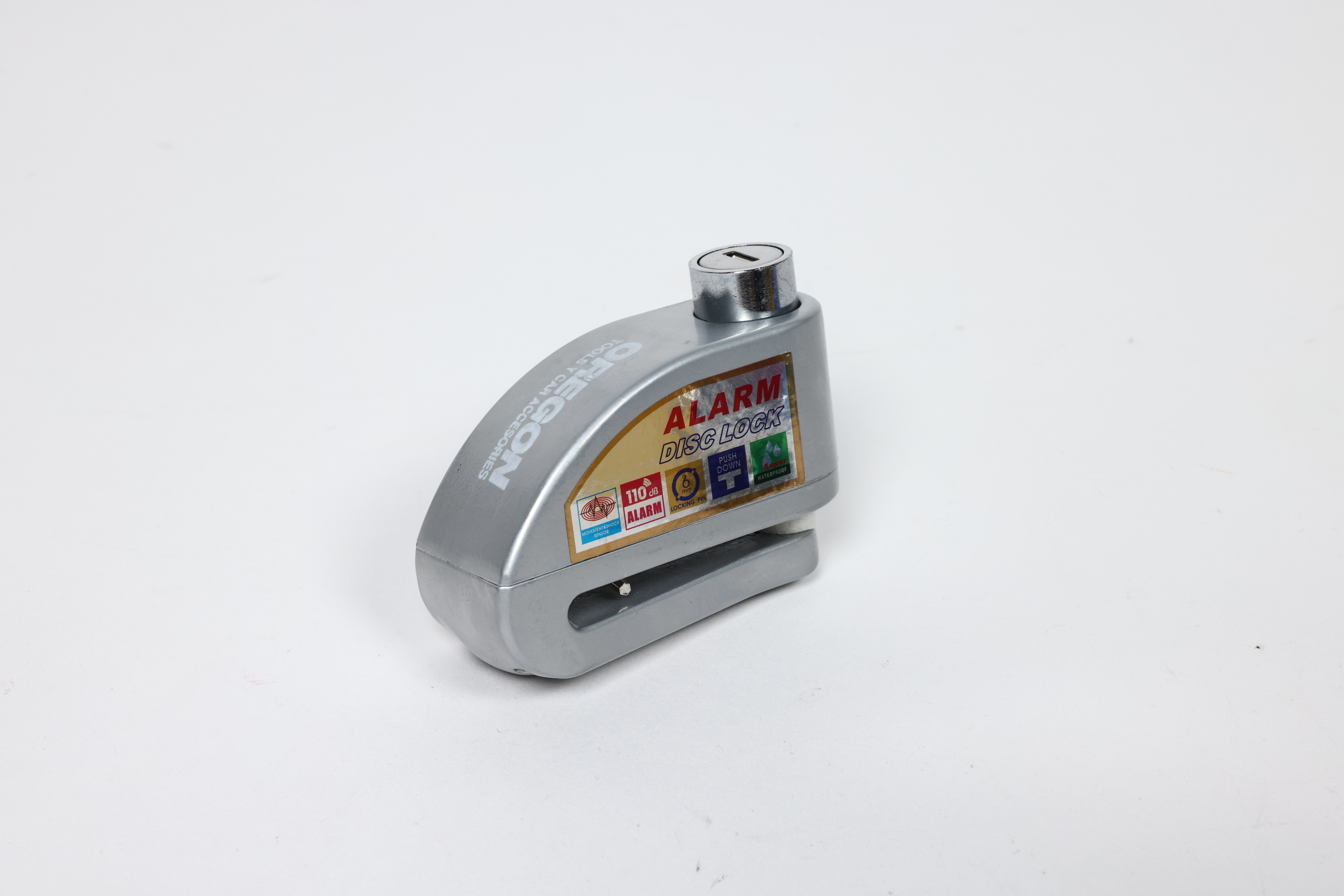TRABA DISCO CON ALARMA CANDADO BLINDADO CON ALARMA COLOR GRIS PARA DISCO DE MOTO / BICI Y DOS LLAVES - 2