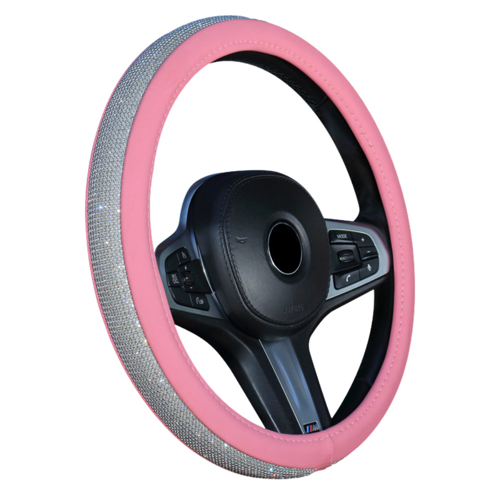 CUBRE VOLANTE GIRLS POWER - BLING BLING DIAMANTES PLATA / ROSA 38CM CANTIDAD POR CAJA MASTER 25