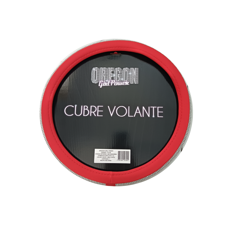 CUBRE VOLANTE GIRLS POWER - BLING BLING DIAMANTES PLATA / ROJO 38CM