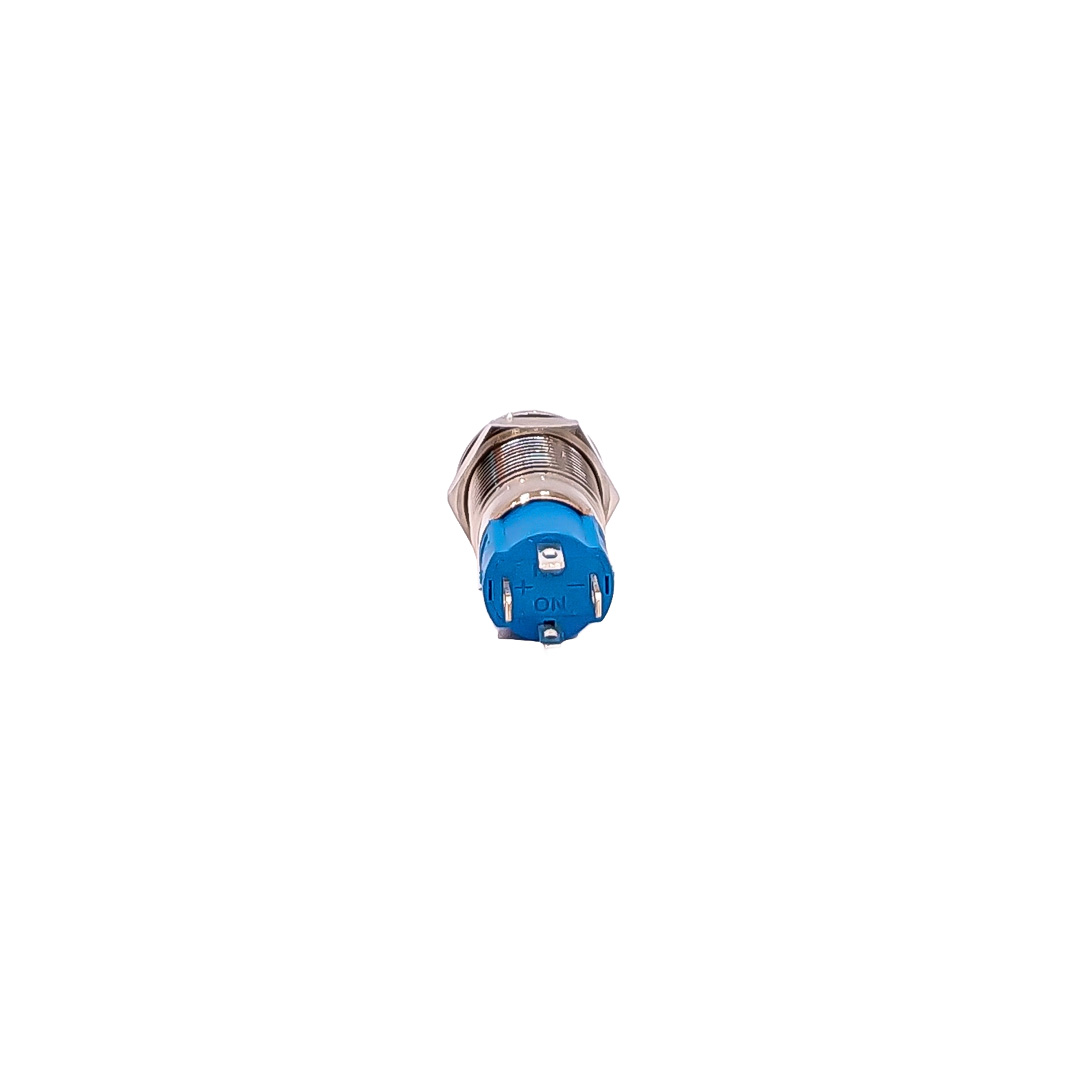 INTERRUPTOR UNIVERSAL BOTON METALICO SELF LOCKFLAT 12MMBACKLIGHT LED BLANCO