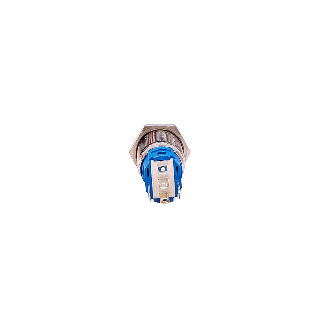 INTERRUPTOR UNIVERSAL BOTON METALICO PULSADORFLAT 16MMBACKLIGHT LED AZUL