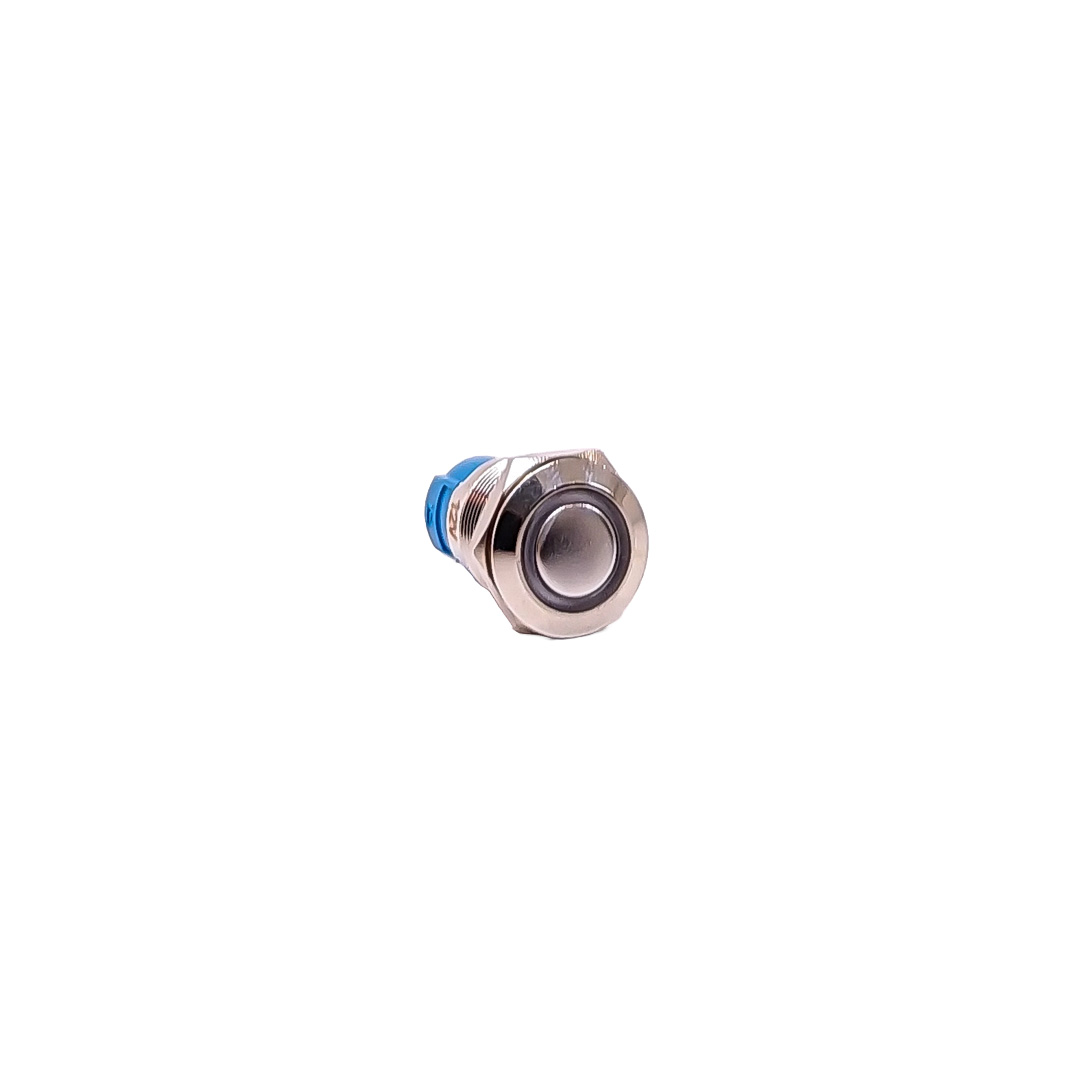 INTERRUPTOR UNIVERSAL BOTON METALICO SELF LOCKFLAT 12MMBACKLIGHT LED BLANCO - 2