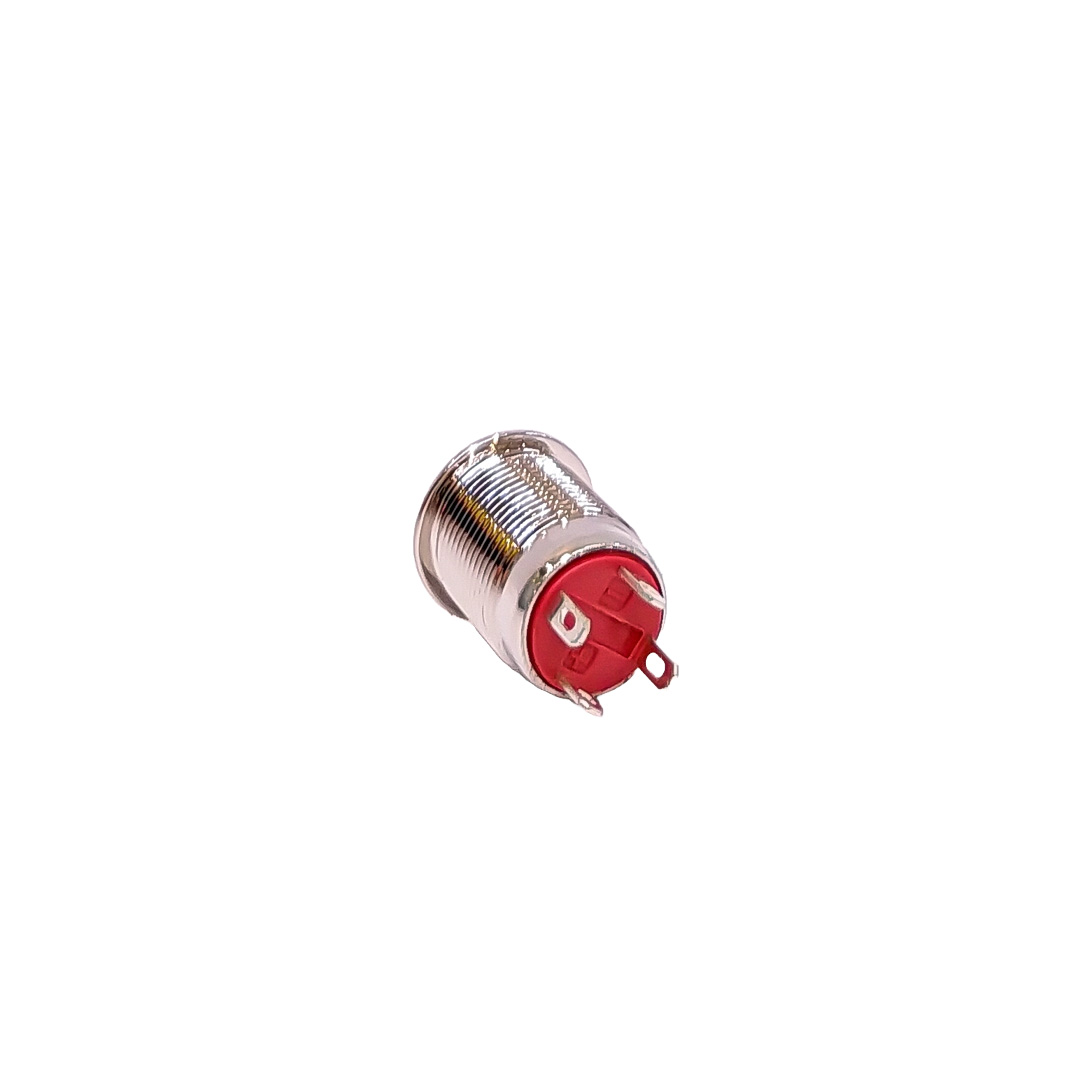 INTERRUPTOR UNIVERSAL BOTON METALICO PULSADORFLAT 12MMBACKLIGHT LED ROJO