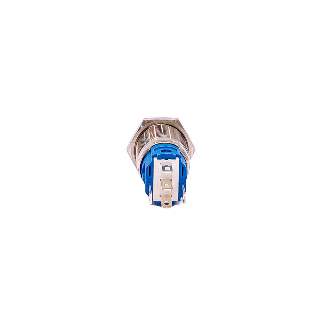 INTERRUPTOR UNIVERSAL BOTON METALICO SELF LOCKFLAT 16MMBACKLIGHT LED ROJO - 2
