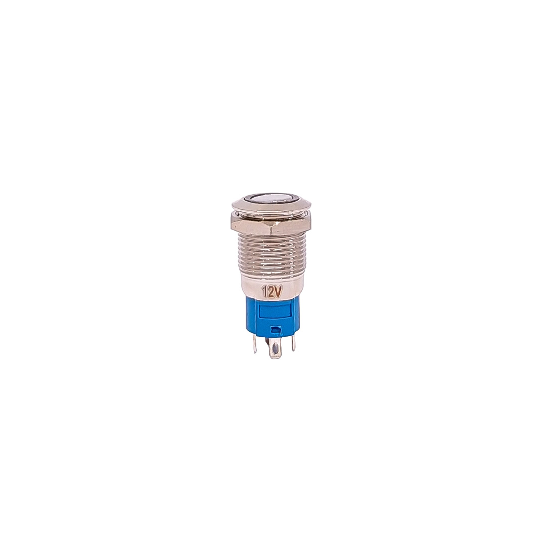 INTERRUPTOR UNIVERSAL BOTON METALICO SELF LOCKFLAT 12MMBACKLIGHT LED BLANCO - 3