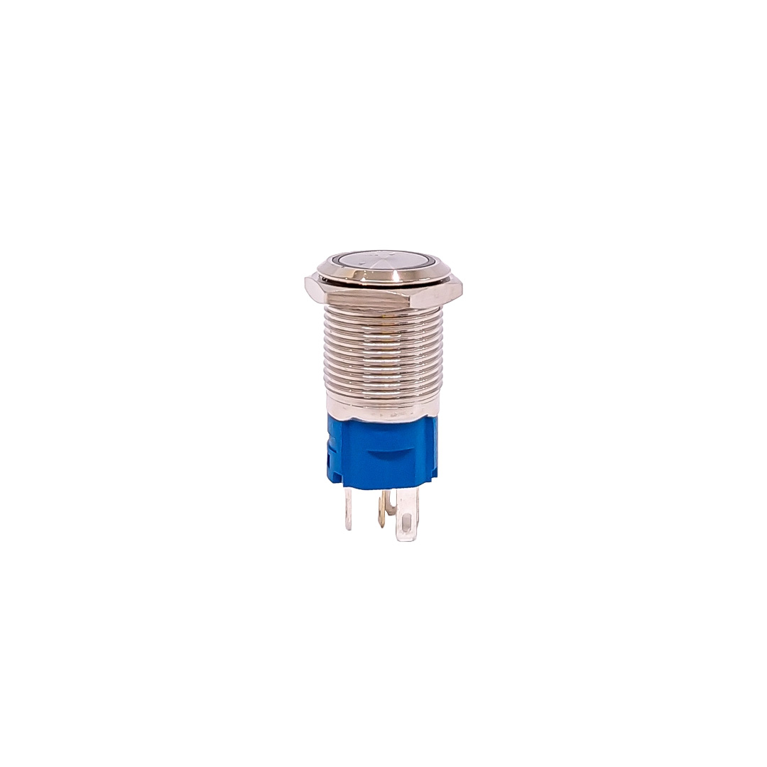 INTERRUPTOR UNIVERSAL BOTON METALICO PULSADORFLAT 16MMBACKLIGHT LED ROJO