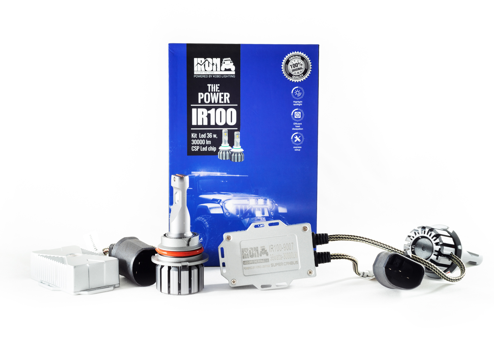 OFF ROAD KIT DE LED IR100 CANBUS 10MA GENERACION CHIP CSP SUPER CANBUS 30000 LUMENS 36 WATTS 12V CON COOLER - 2