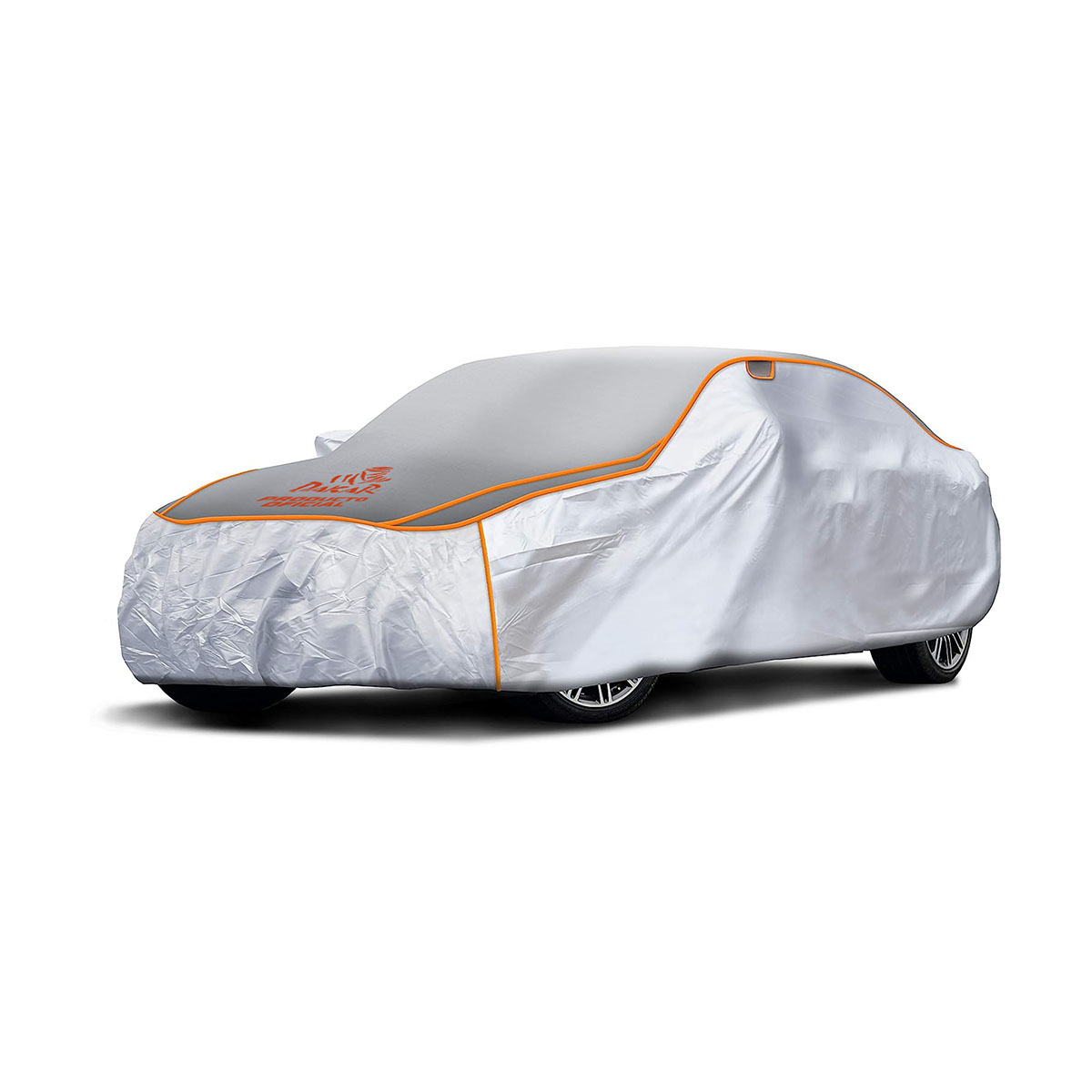 FUNDA CUBRE AUTOS PARA SUV/PICK UP EXTRA EXTRA EXTRA LARGE 533X196X153CM. LOGO DAKAR. GOMA EVA CUBREINDO LA PARTE SUPERIOR.  REFLECTORES NARANJAS, ELASTICO, CLIPS Y CIERRE.. - 6
