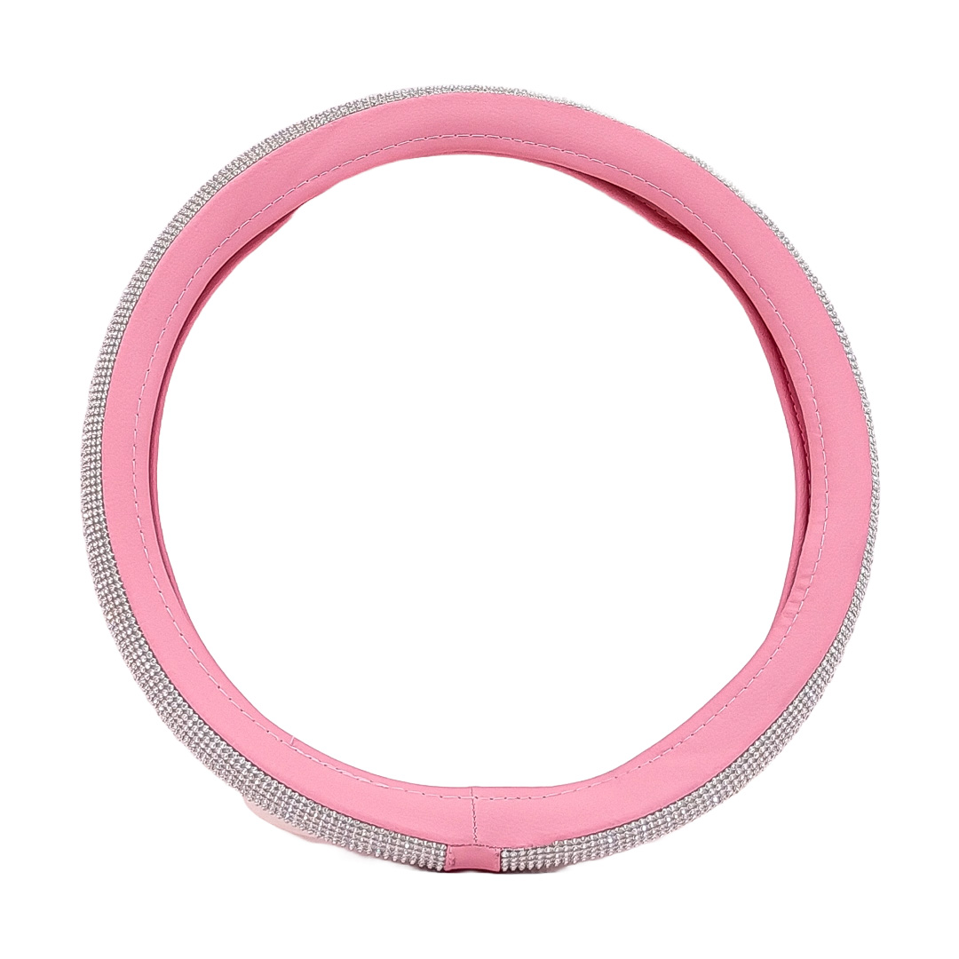 CUBRE VOLANTE GIRLS POWER - BLING BLING DIAMANTES PLATA / ROSA 38CM CANTIDAD POR CAJA MASTER 25 - 2