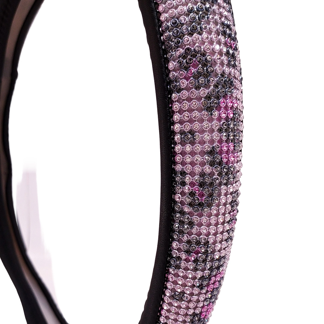CUBRE VOLANTE GIRLS POWER - DIAMANTE ROSA LEOPARDO 38CM - 2