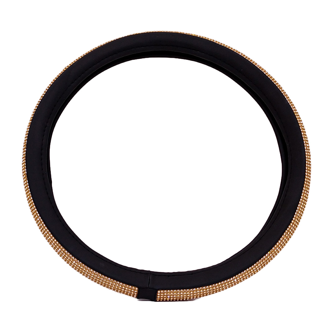 CUBRE VOLANTE GIRLS POWER - BLING BLING DIAMANTES ORO / NEGRO 38CM - 2