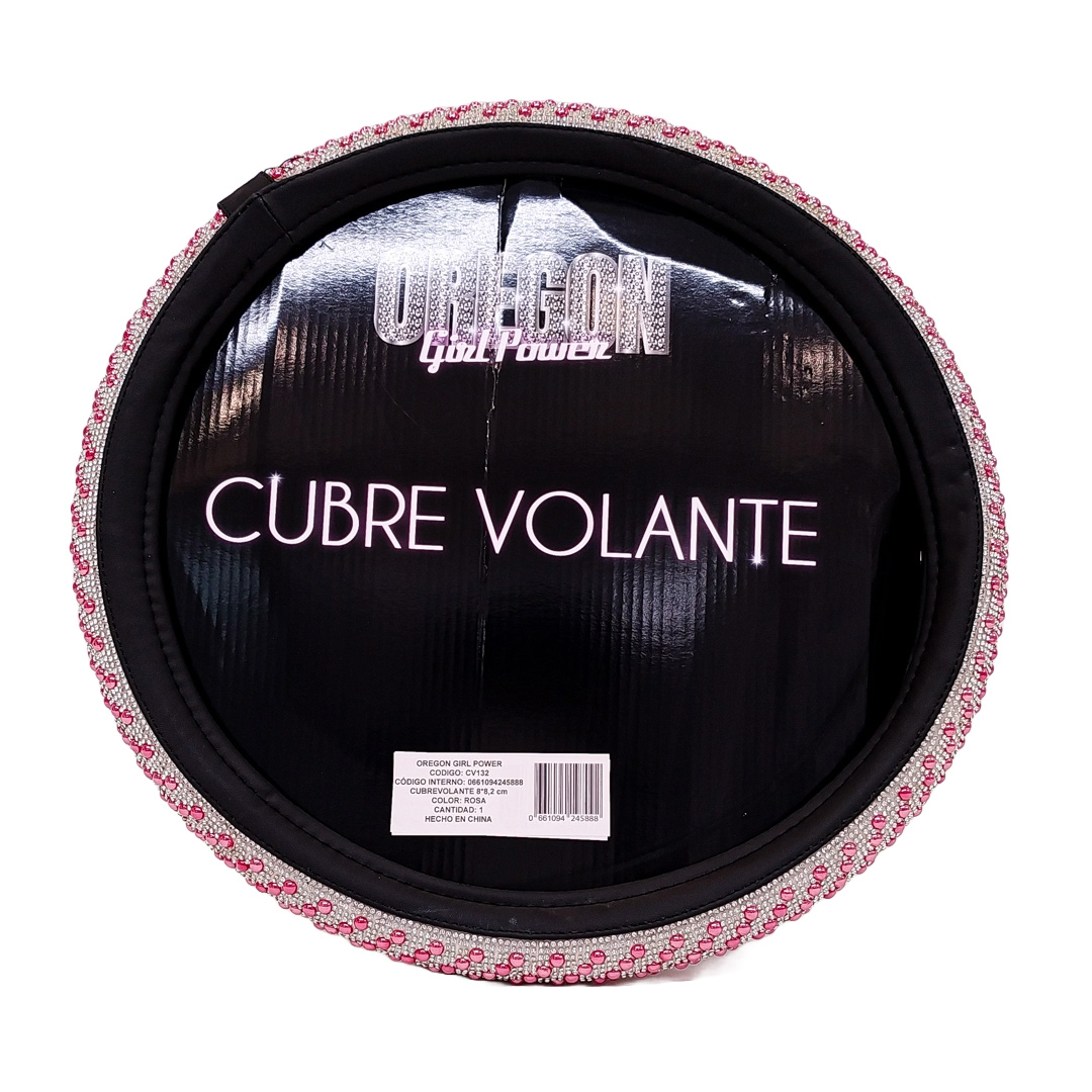 CUBRE VOLANTE GIRLS POWER - TELA COCODRILO ROSA 38CM - 2