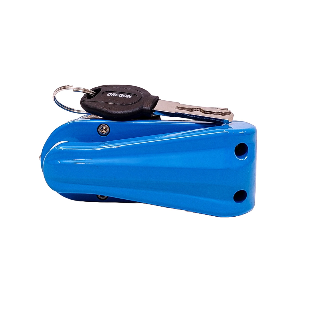 TRABA DISCO CON ALARMA CANDADO BLINDADO CON ALARMA COLOR AZUL PARA DISCO DE MOTO / BICI Y DOS LLAVES - 6