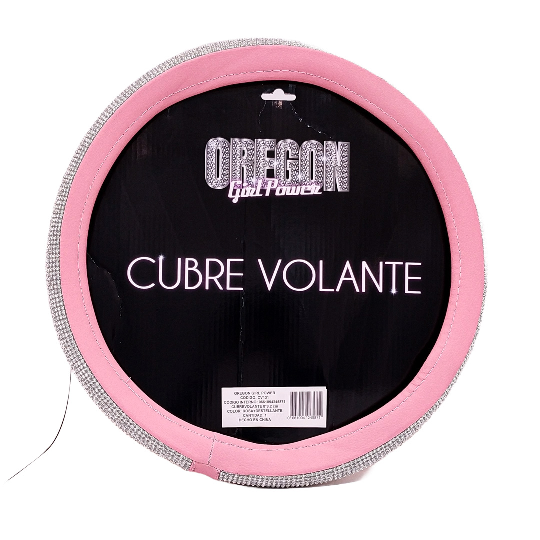 CUBRE VOLANTE GIRLS POWER - BLING BLING DIAMANTES PLATA / ROSA 38CM CANTIDAD POR CAJA MASTER 25 - 3