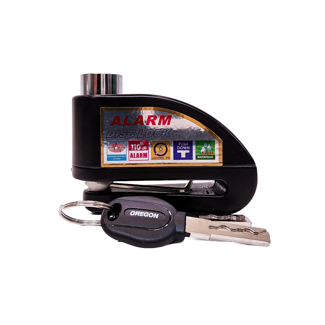 TRABA DISCO CON ALARMA CANDADO BLINDADO CON ALARMA  COLOR NEGRO PARA DISCO DE MOTO / BICI Y DOS LLAVES - 4