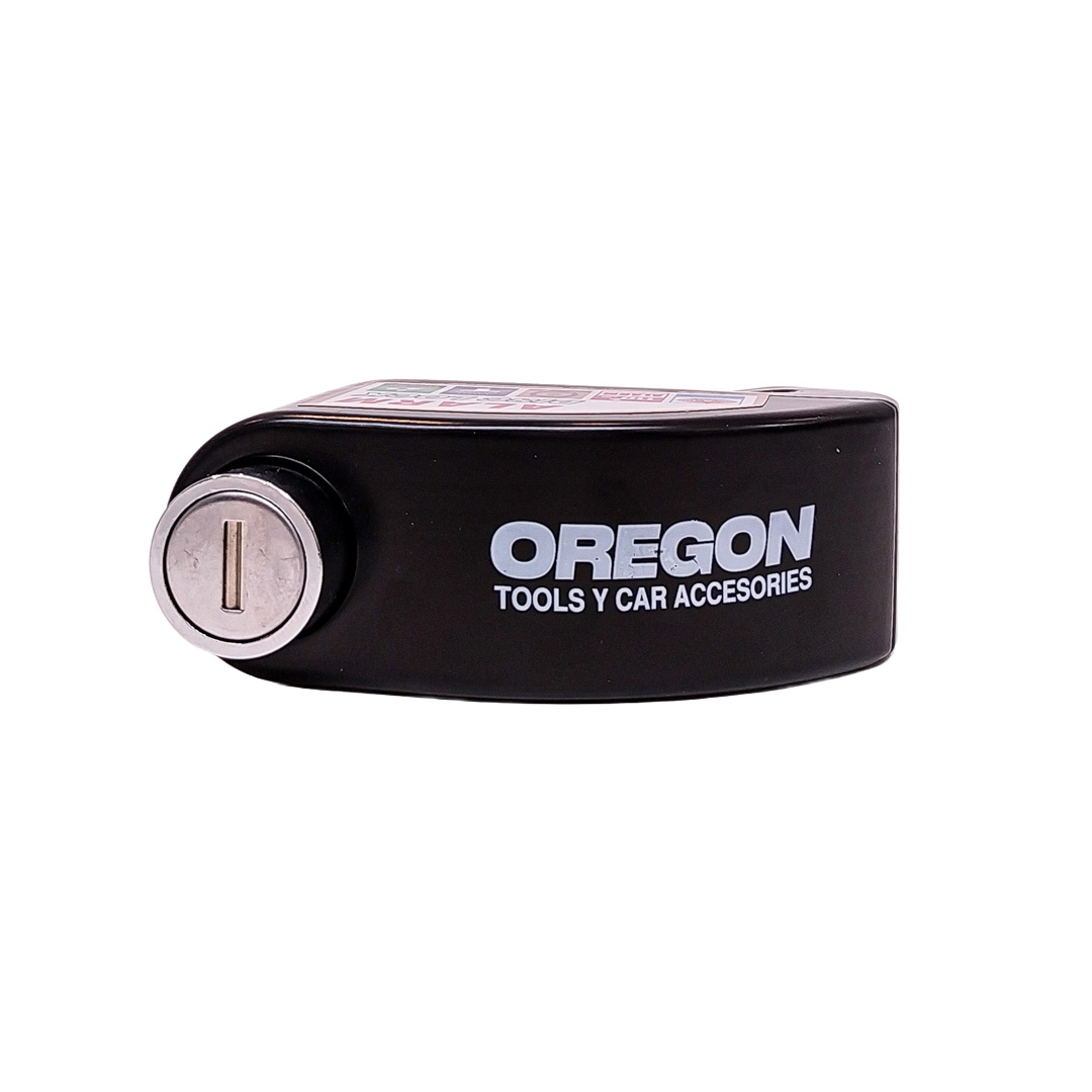 TRABA DISCO CON ALARMA CANDADO BLINDADO CON ALARMA  COLOR NEGRO PARA DISCO DE MOTO / BICI Y DOS LLAVES - 5