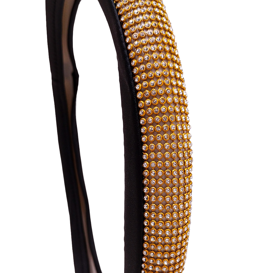 CUBRE VOLANTE GIRLS POWER - BLING BLING DIAMANTES ORO / NEGRO 38CM - 3