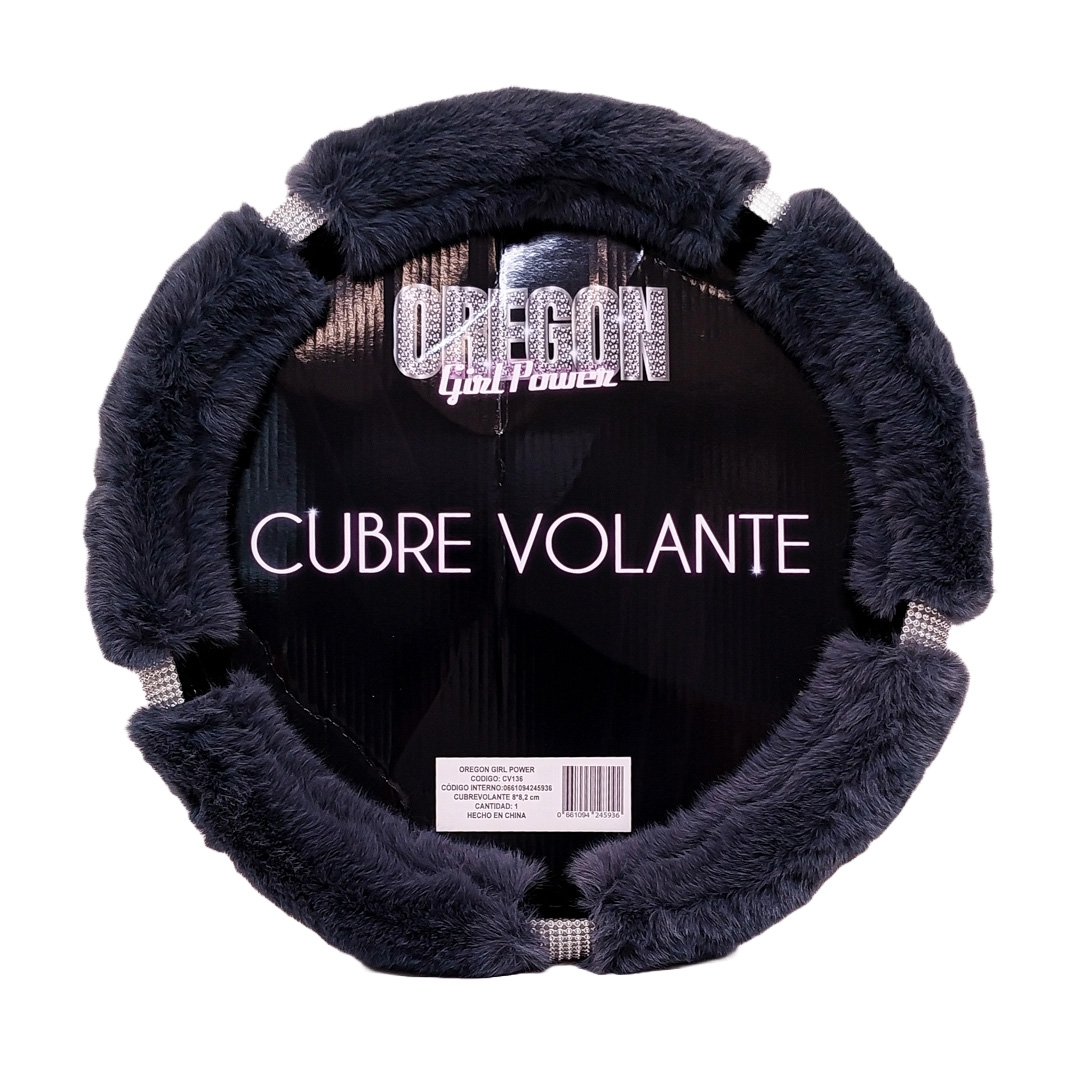 CUBRE VOLANTE GIRLS POWER - PLUSH GRIS CON AGARRE 38CM - 4