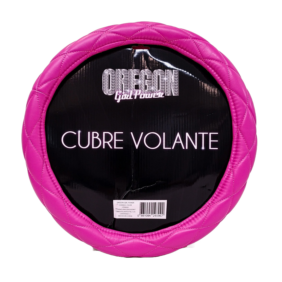 CUBRE VOLANTE GIRLS POWER - CUERO ROSA CON DIAMANTES 38CM - 4