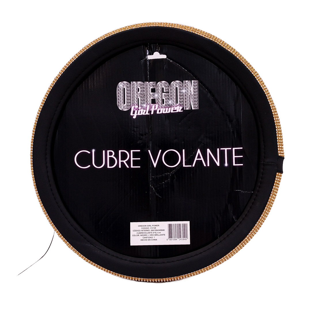 CUBRE VOLANTE GIRLS POWER - BLING BLING DIAMANTES ORO / NEGRO 38CM - 4