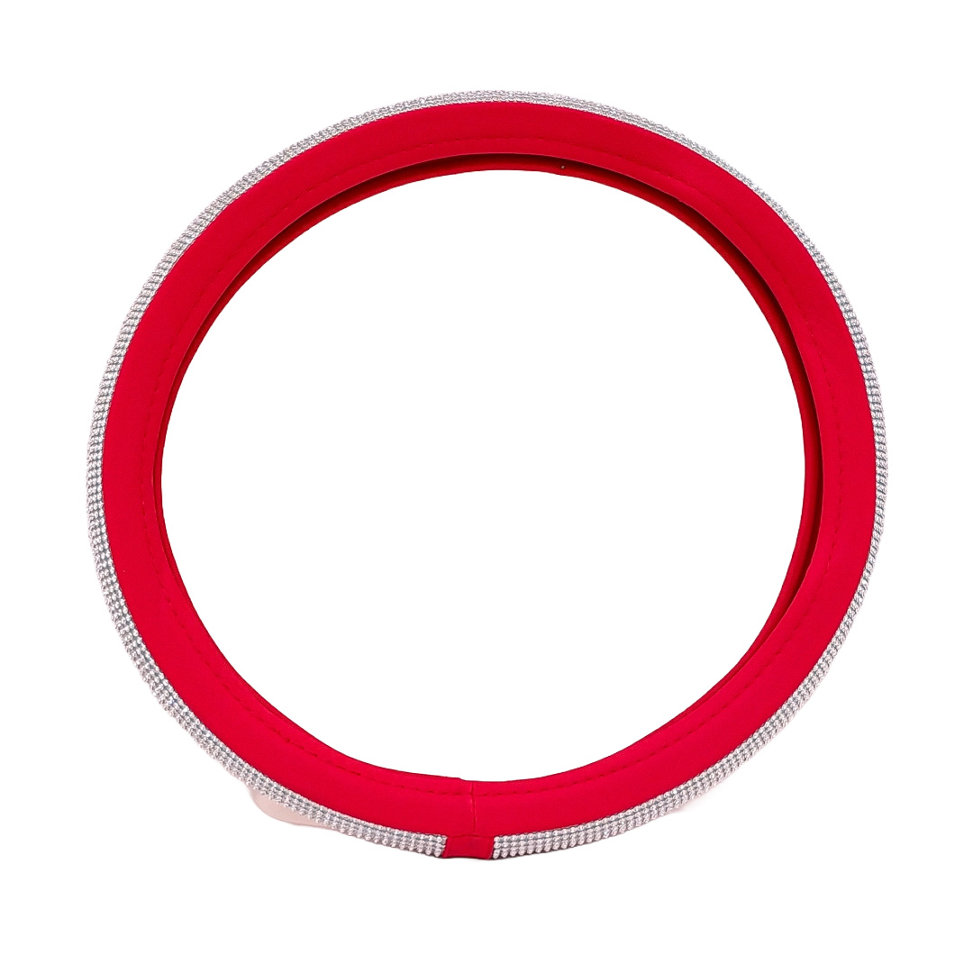 CUBRE VOLANTE GIRLS POWER - BLING BLING DIAMANTES PLATA / ROJO 38CM - 4