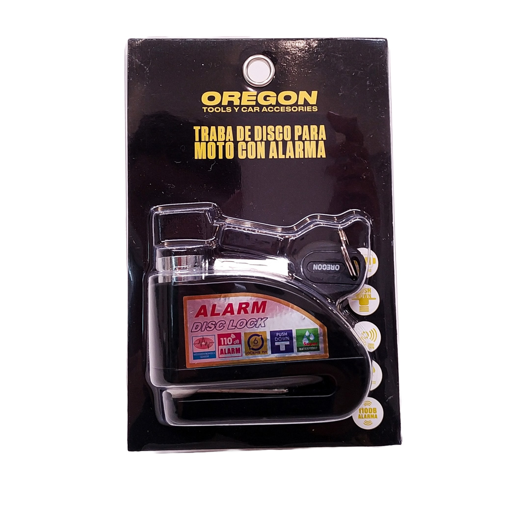 TRABA DISCO CON ALARMA CANDADO BLINDADO CON ALARMA  COLOR NEGRO PARA DISCO DE MOTO / BICI Y DOS LLAVES - 8