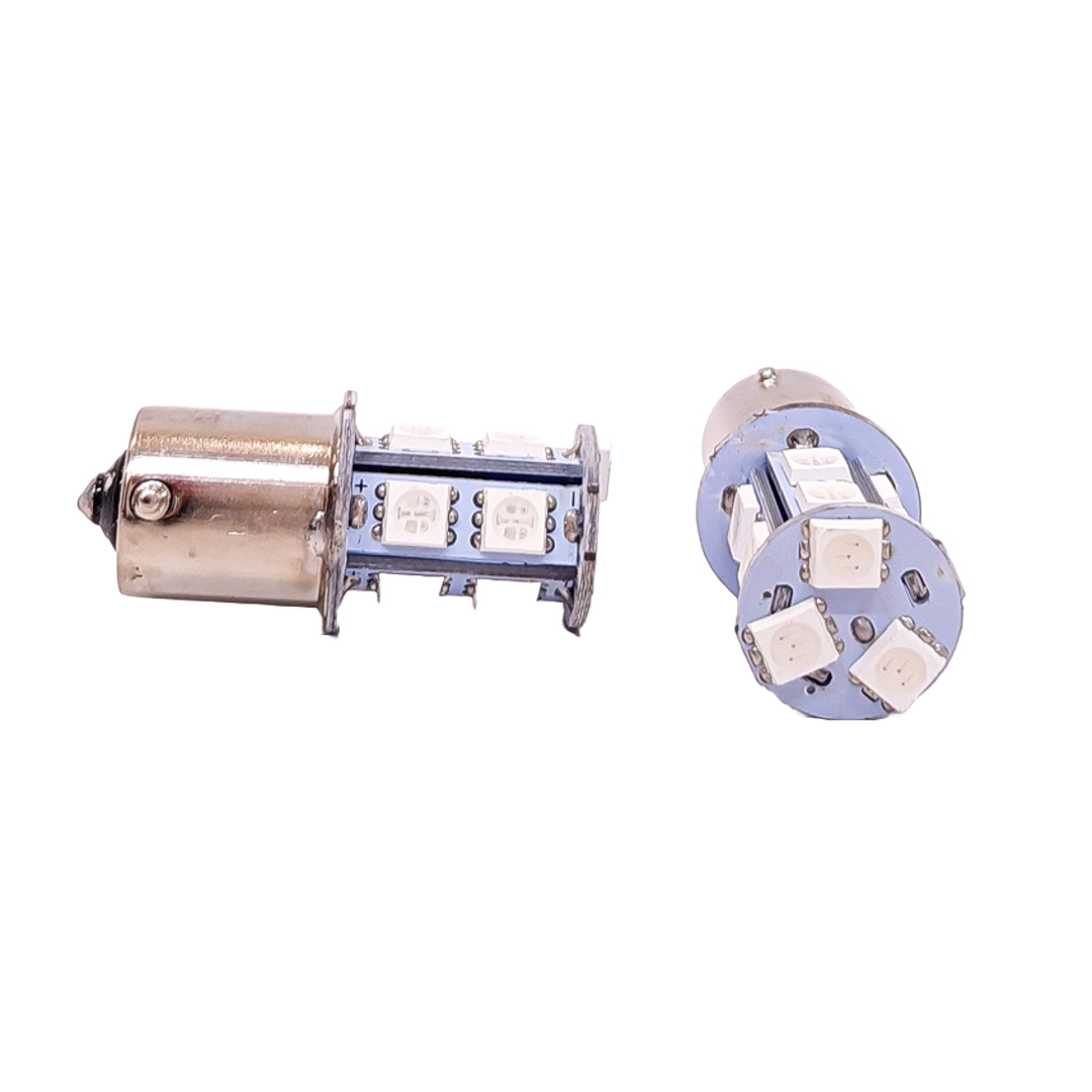 LED SEÑALIZACION SILICA BLISTER X2 - 1141 - 1156 - P21W 12 LED COB SILICA - ROJO  24V X2 UNIDADES - 2