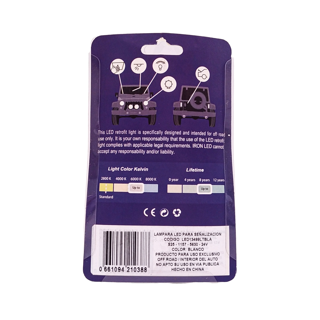 LEDS SEÑALIZACION CERAMIK 1034 - 1157 - P21/5W LED CERAMIK 5630   -BLANCO 24V BLISTER X2 - 2