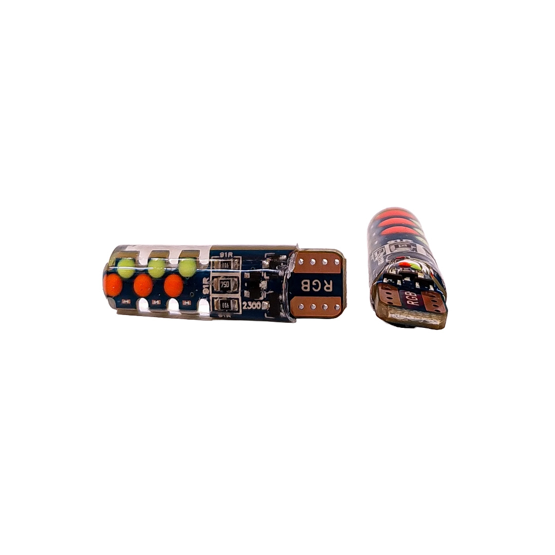 LED SEÑALIZACION SILICA 2821 - T10 - W5W COB RGB X JUEGO - RGB 12V