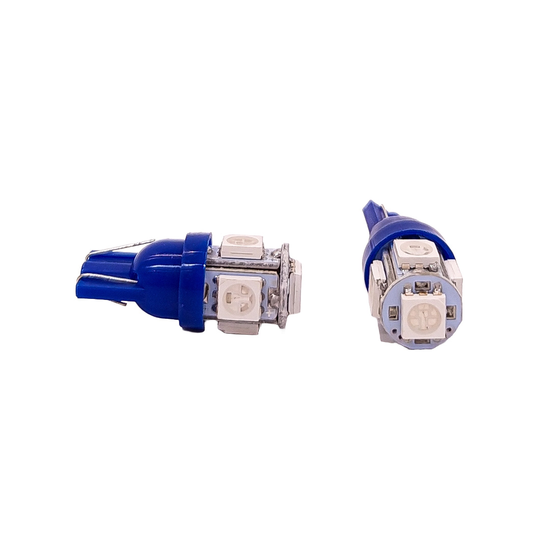 LED SEÑALIZACION SMD BLISTER X 2 - 2821 - T10 - W5W 5 SMD 5050 SMD - AZUL 24V- BLISTER X 2 UNIDADES - 2