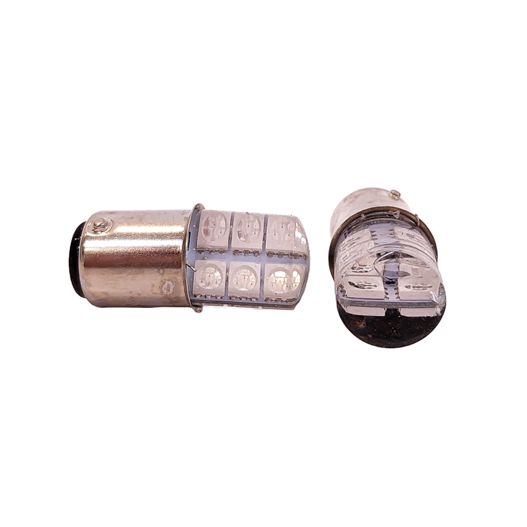 LED SEÑALIZACION SILICA BLISTER X 2 1034 - 1157 - P21/5W 12 LED COB SILICA - AMBAR  24V   BLISTER X 2  UNIDADES - 2