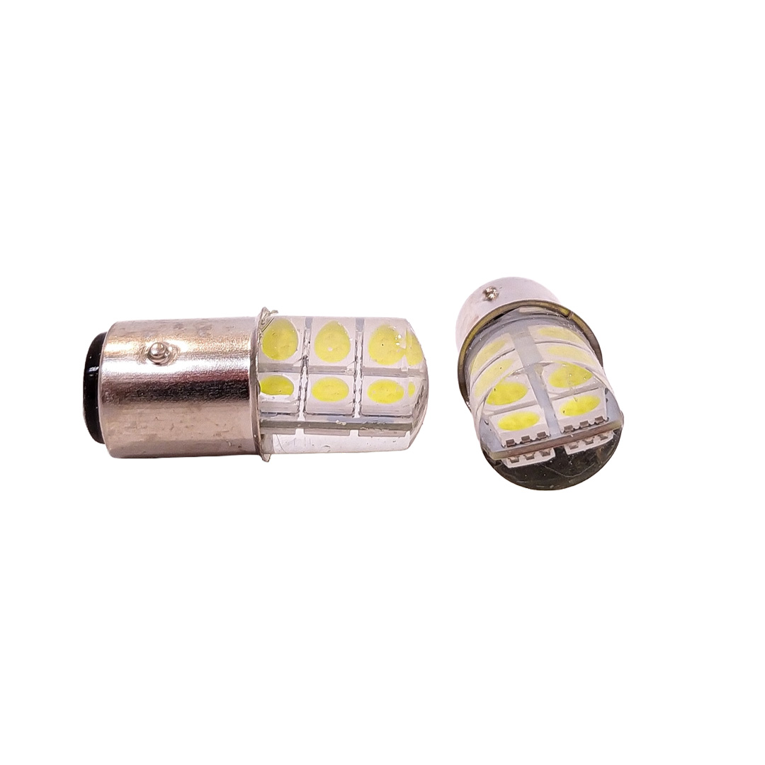 LED SEÑALIZACION SILICA BLISTER X 2 1034 / 1157 - P21/5W 6 LED 5050 SILICONADO BLANCO 24V BLISTER X 2 UNIDADES CANTIDAD POR CAJA MASTER 500 - 2
