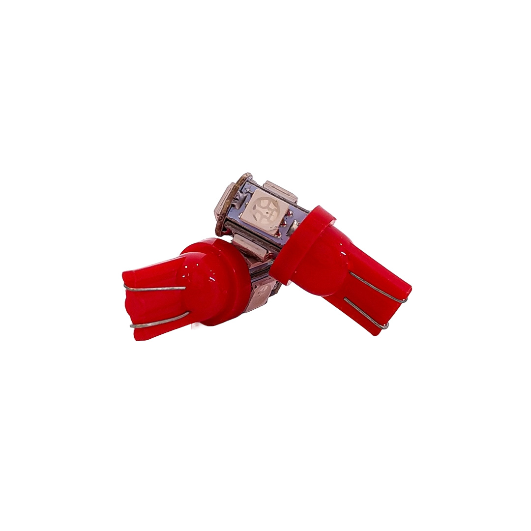 LEDS SEÑALIZACION SMD BLISTER X 2 -2821 - T10 - W5W 5 SMD 5050 - ROJO 12V - BLISTER X 2 UNIDADES - 2