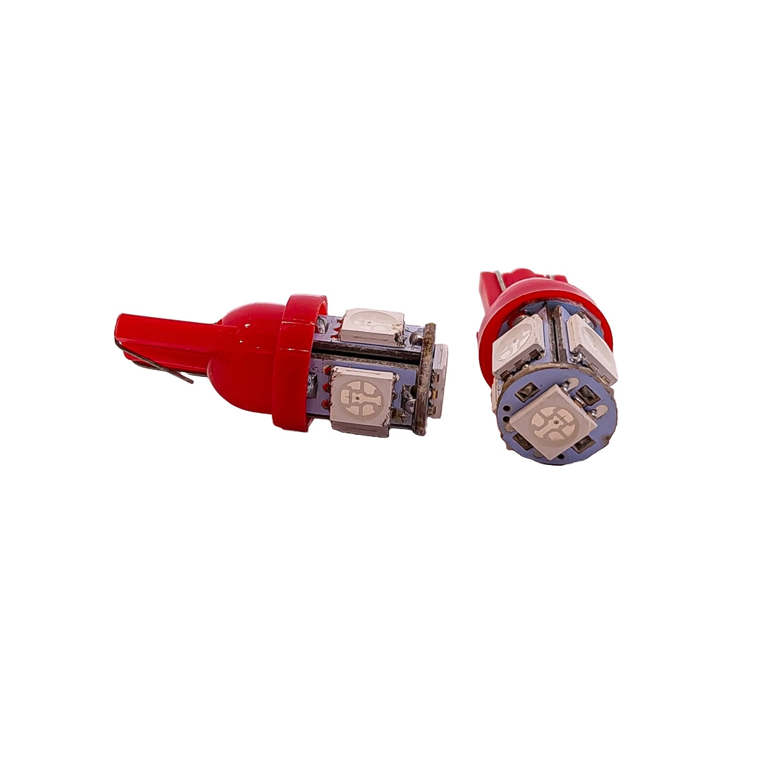 LEDS SEÑALIZACION SMD BLISTER X 2 -2821 - T10 - W5W 5 SMD 5050 - ROJO 12V - BLISTER X 2 UNIDADES - 3
