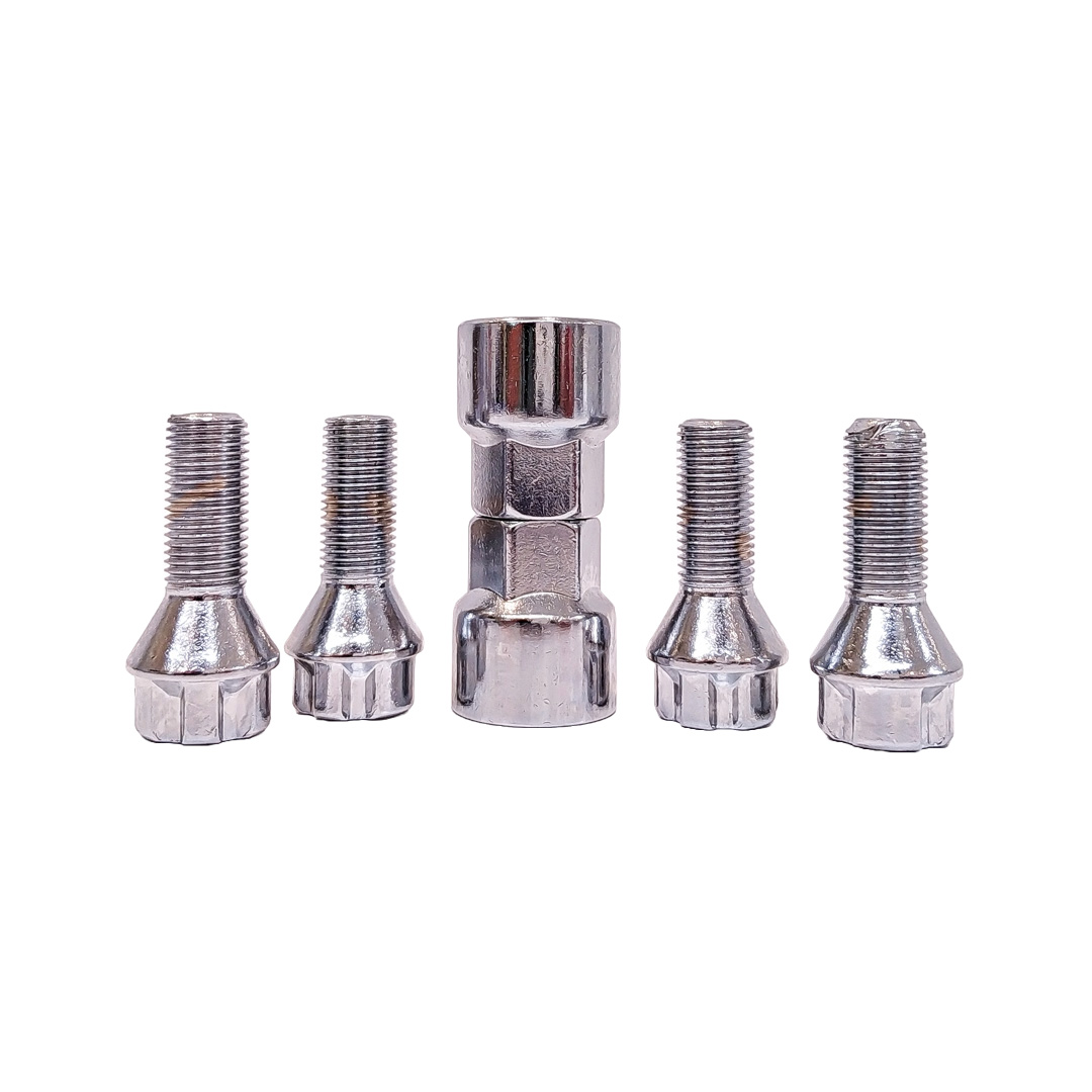 CONJUNTO DE BULONES ANTIRROBO CONJUNTO DE 4 BULONES + 2 LLAVES MEDIDAS  PASO DE ROSCA 12X1.25, HEXAGONO 19MM, LARGO 26MM. MARCAS: PEUGEOT / CITROËN / FIAT / SEAT CANTIDAD POR CAJA MASTER 50 - 2
