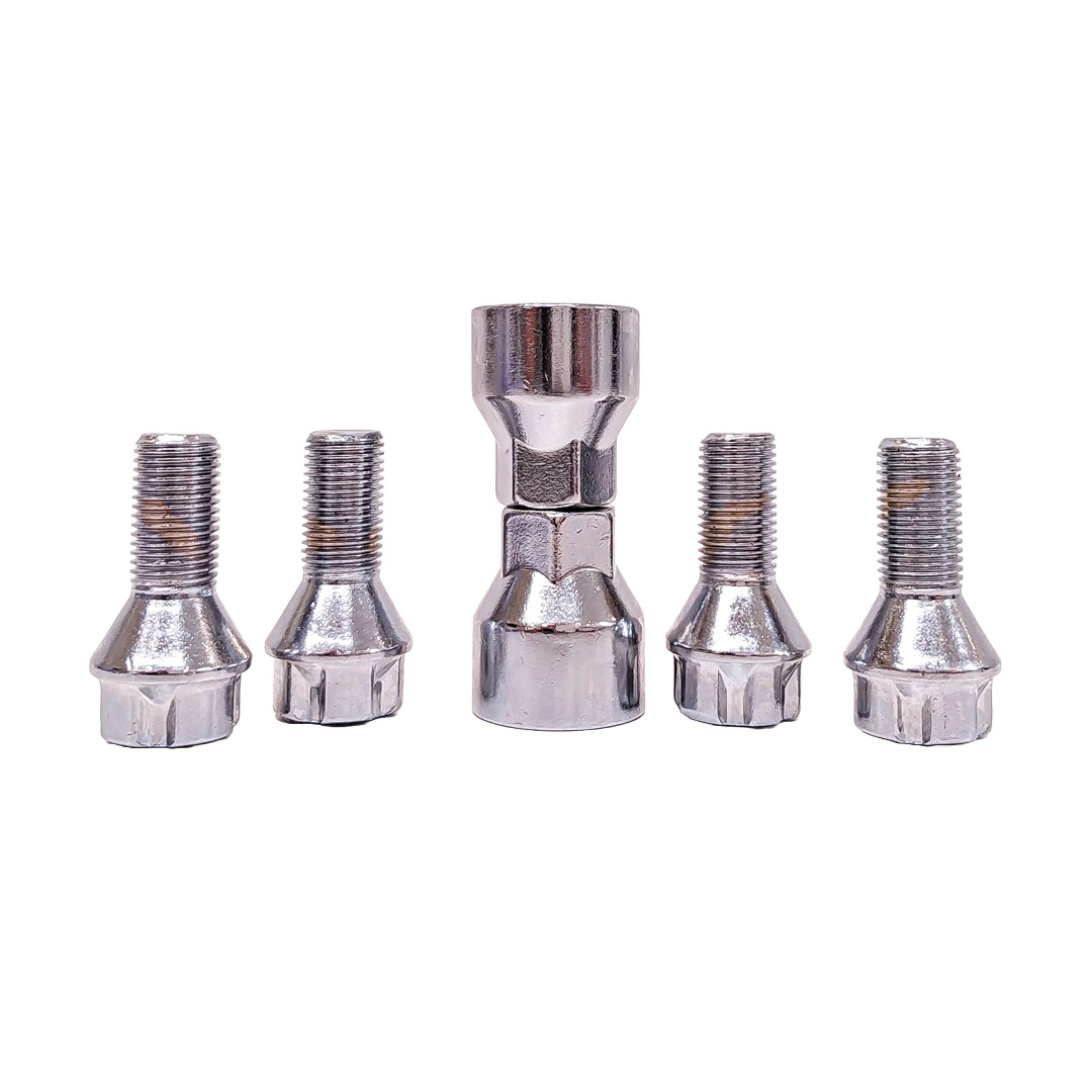 CONJUNTO DE BULONES ANTIRROBO CONJUNTO DE 4 BULONES + 2 LLAVES MEDIDAS  PASO DE ROSCA 12X1.25, HEXAGONO 17MM, LARGO 22MM. MARCAS: ALFA ROMEO / CRHYSLER-DODGE / FIAT CANTIDAD POR CAJA MASTER 50 - 2