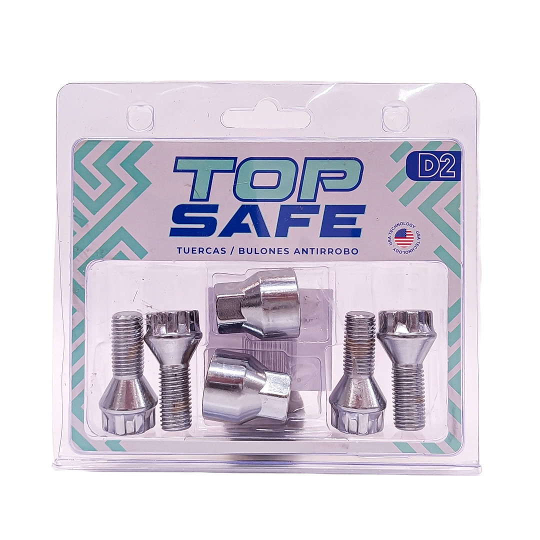 CONJUNTO DE BULONES ANTIRROBO CONJUNTO DE 4 BULONES + 2 LLAVES MEDIDAS  PASO DE ROSCA 12X1.5, HEXAGONO 17MM, LARGO 24MM. MARCAS: RENAULT / SEAT / FORD / OPEL / CHEVROLET-GENERAL MOTORS / SUZUKY CANTIDAD POR CAJA MASTER 50 - 6
