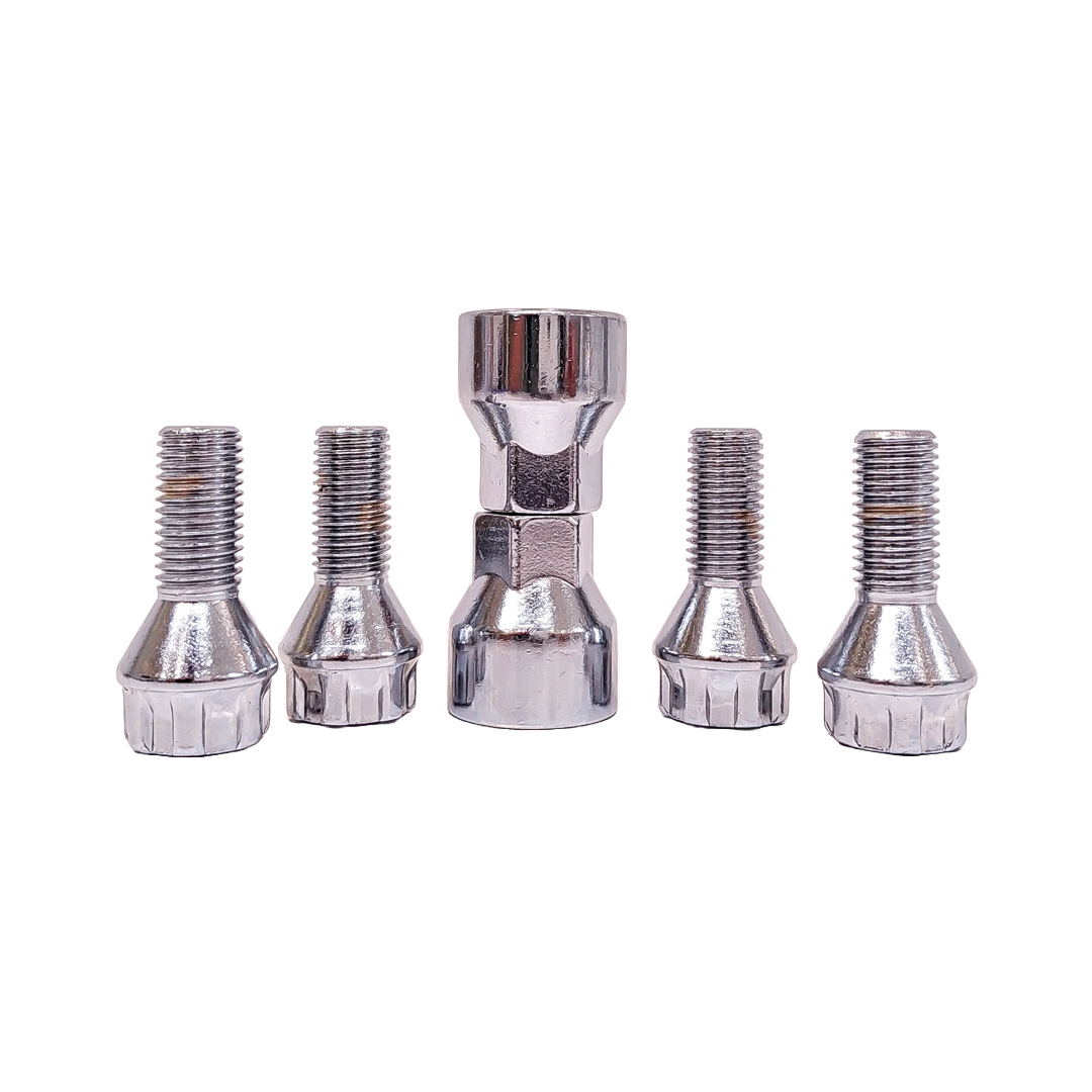 CONJUNTO DE BULONES ANTIRROBO CONJUNTO DE 4 BULONES + 2 LLAVES MEDIDAS  PASO DE ROSCA 12X1.5, HEXAGONO 17MM, LARGO 24MM. MARCAS: RENAULT / SEAT / FORD / OPEL / CHEVROLET-GENERAL MOTORS / SUZUKY CANTIDAD POR CAJA MASTER 50 - 5