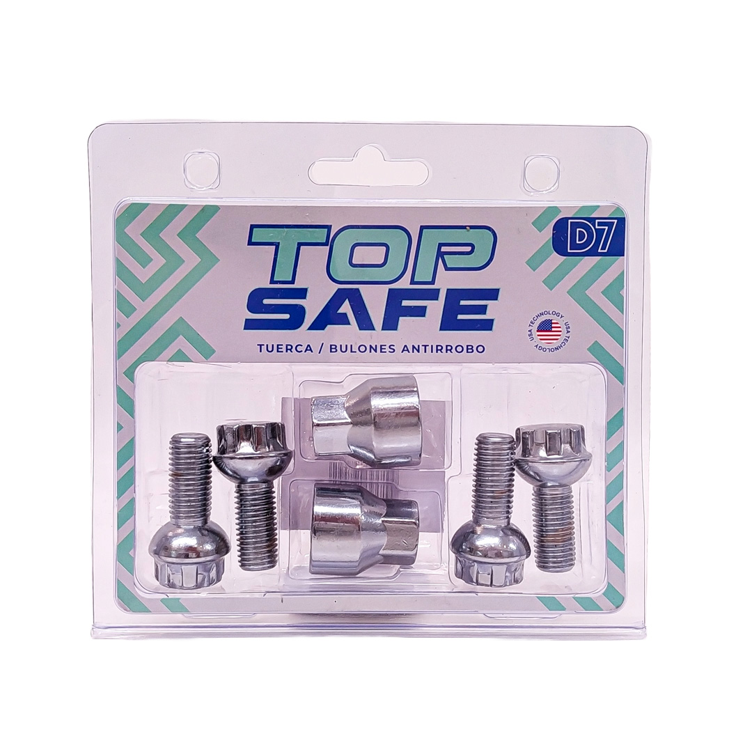CONJUNTO DE BULONES ANTIRROBO CONJUNTO DE 4 BULONES + 2 LLAVES MEDIDAS PASO DE ROSCA 12X1.5, HEXAGONO 17MM, LARGO 25MM. MARCAS: FORD / BMW / JETOUR / MERCEDES BENZ / VOLKSWAGEN / SEAT / CHERY CANTIDAD POR CAJA MASTER 50